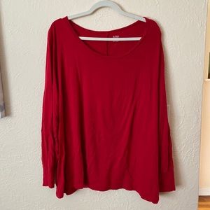A.N.A Red Long-Sleeve Layering Top 3X
